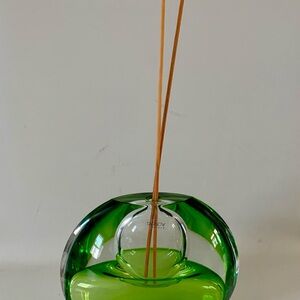 Tarnow Poland Oil Scent Vase Emerald Green Crystal Glass